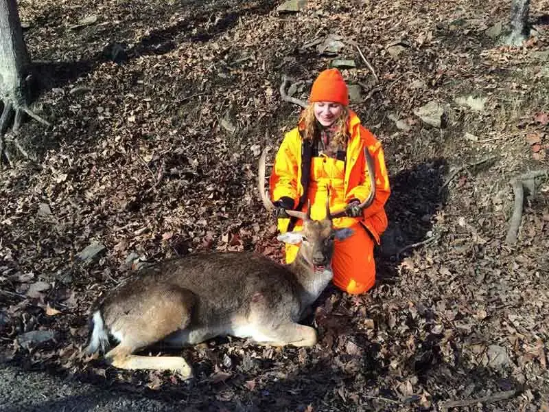 Woman with Fallow Deer Buck